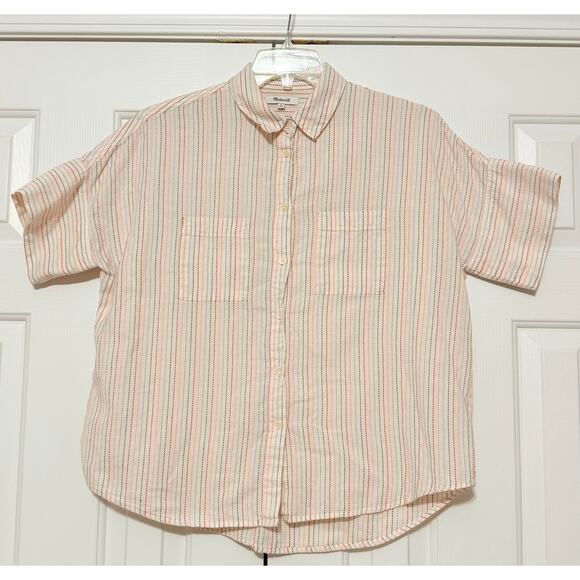 Madewell Courier Stitched Rainbow Striped Shirt, Size M - Picture 4 of 10